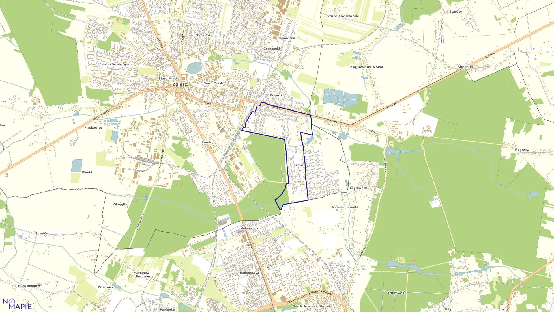 Mapa obrębu OBREB 116 w mieście Zgierz