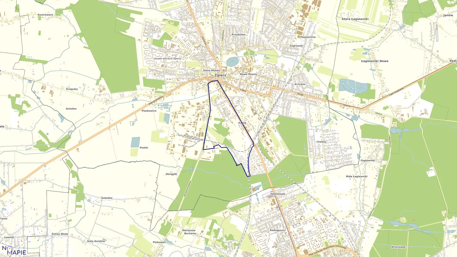 Mapa obrębu OBREB 118 w mieście Zgierz