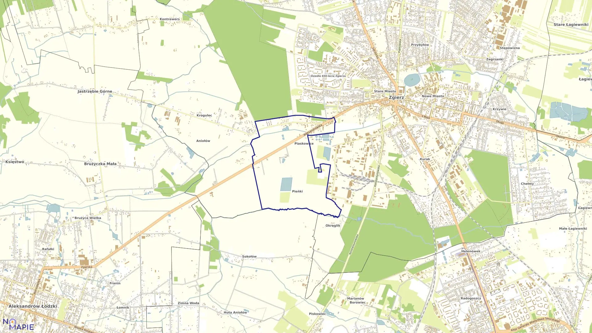 Mapa obrębu OBREB 119 w mieście Zgierz