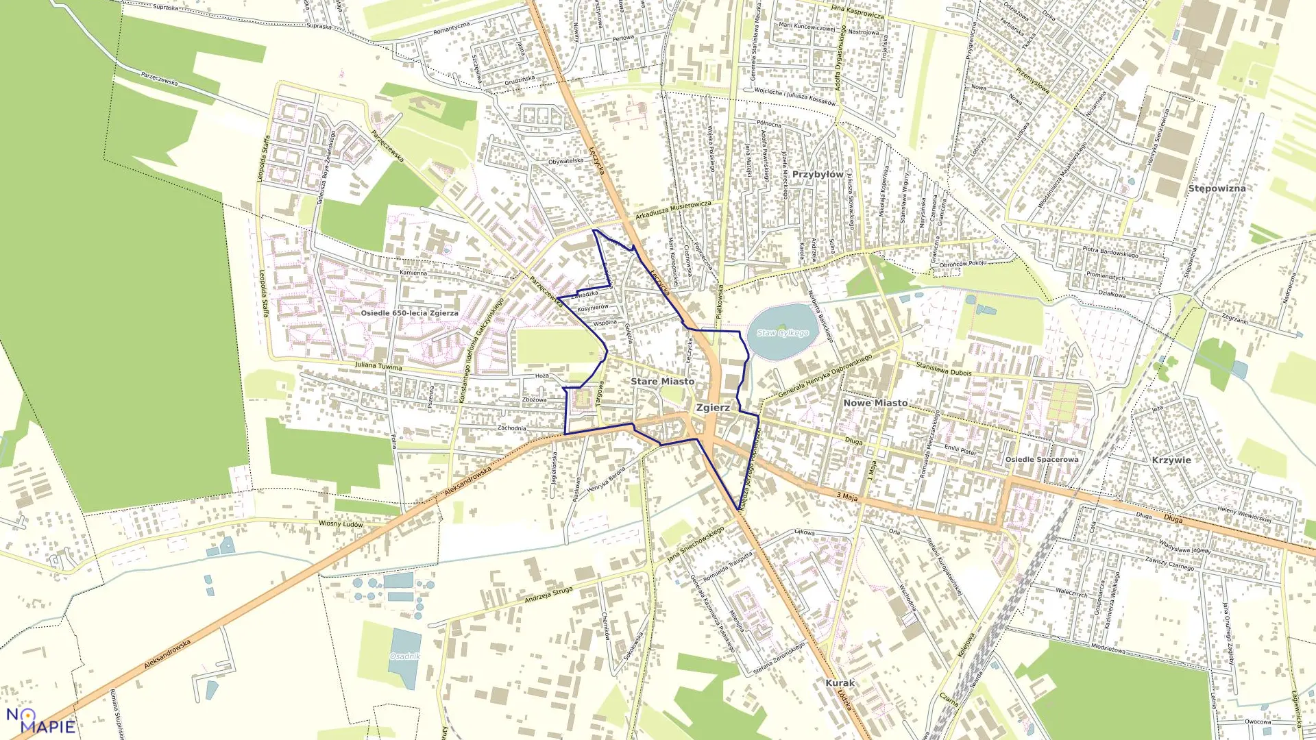 Mapa obrębu OBREB 122 w mieście Zgierz