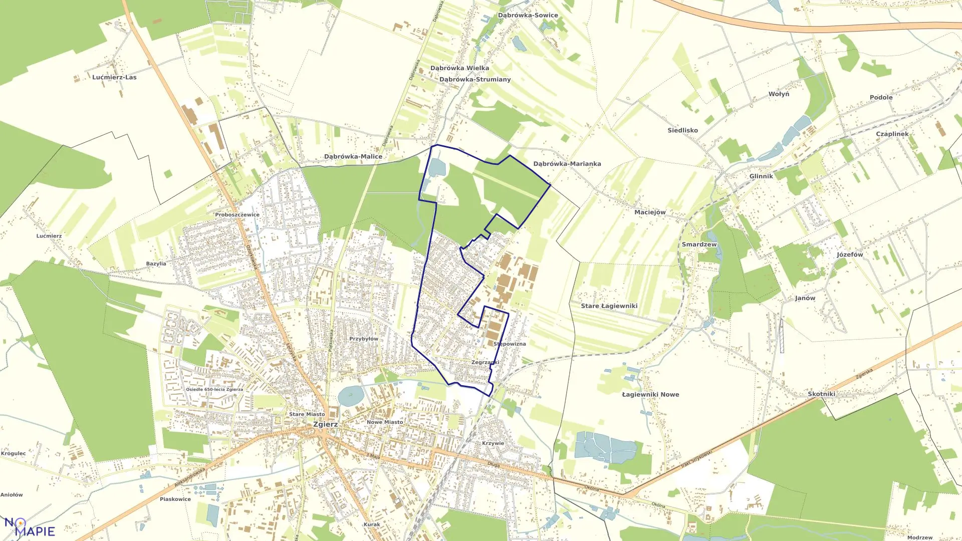 Mapa obrębu OBREB 124 w mieście Zgierz