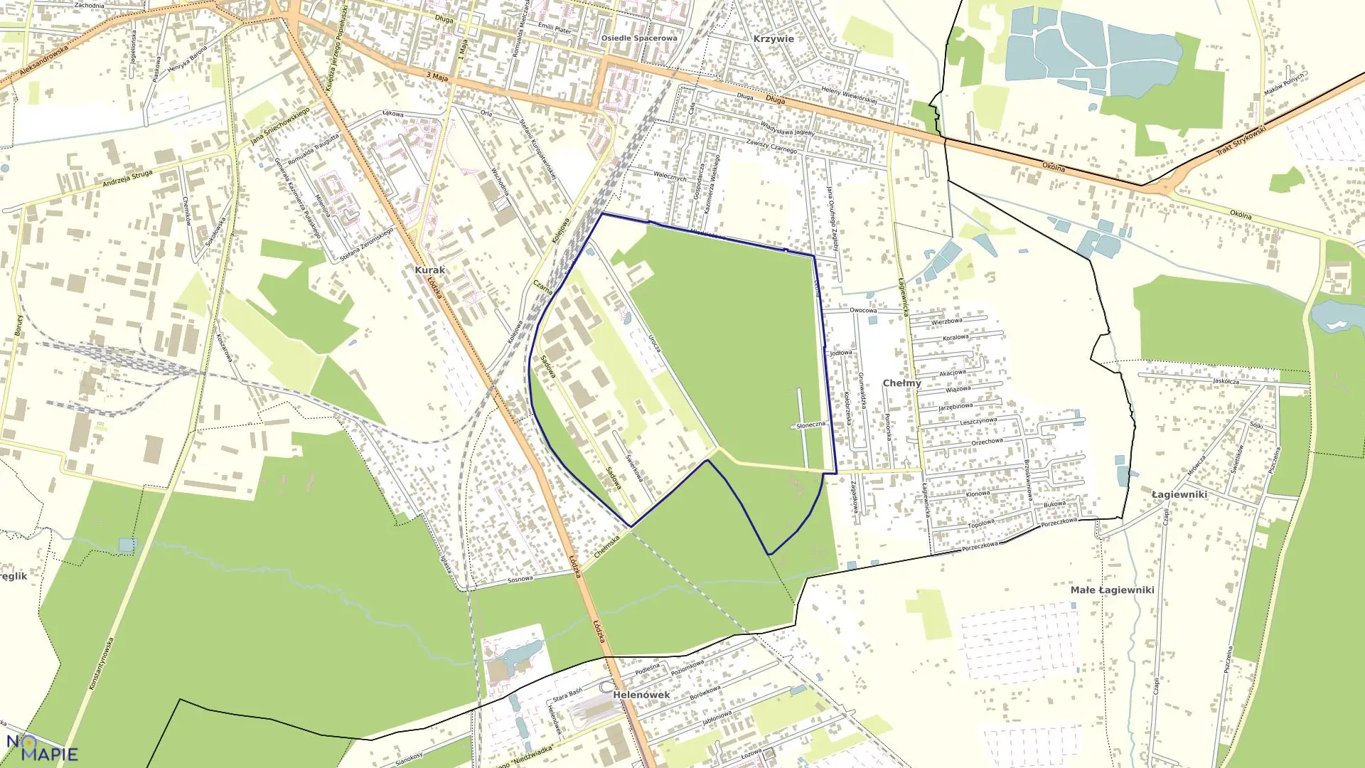 Mapa obrębu OBREB 127 w mieście Zgierz